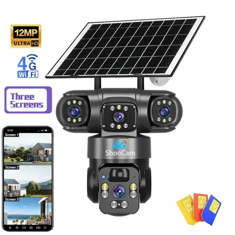 12MP V380 Pro Solar 4G WiFi PTZ Security Camera