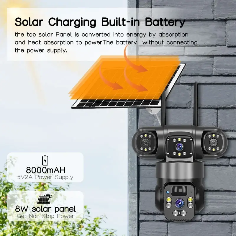 12MP V380 Pro Solar 4G WiFi PTZ Security Camera