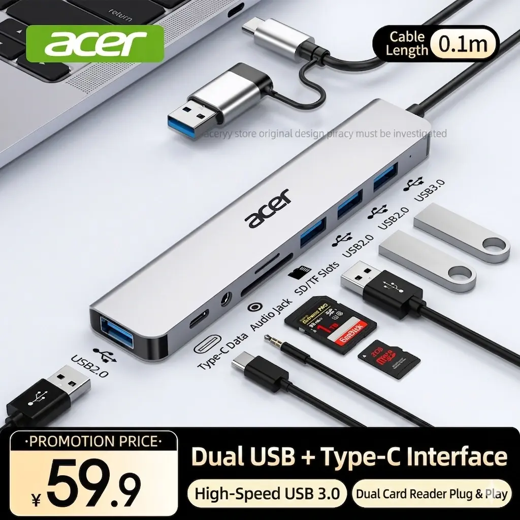 USB3.0\2.0+Card Reader+C Port+Audio