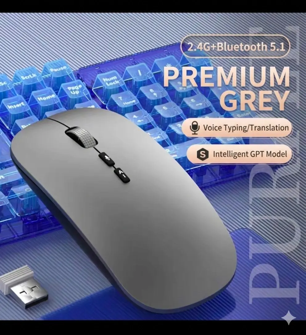 AI-Powered Speech-Controlled Wireless Bluetooth Dual-Mode Mouse