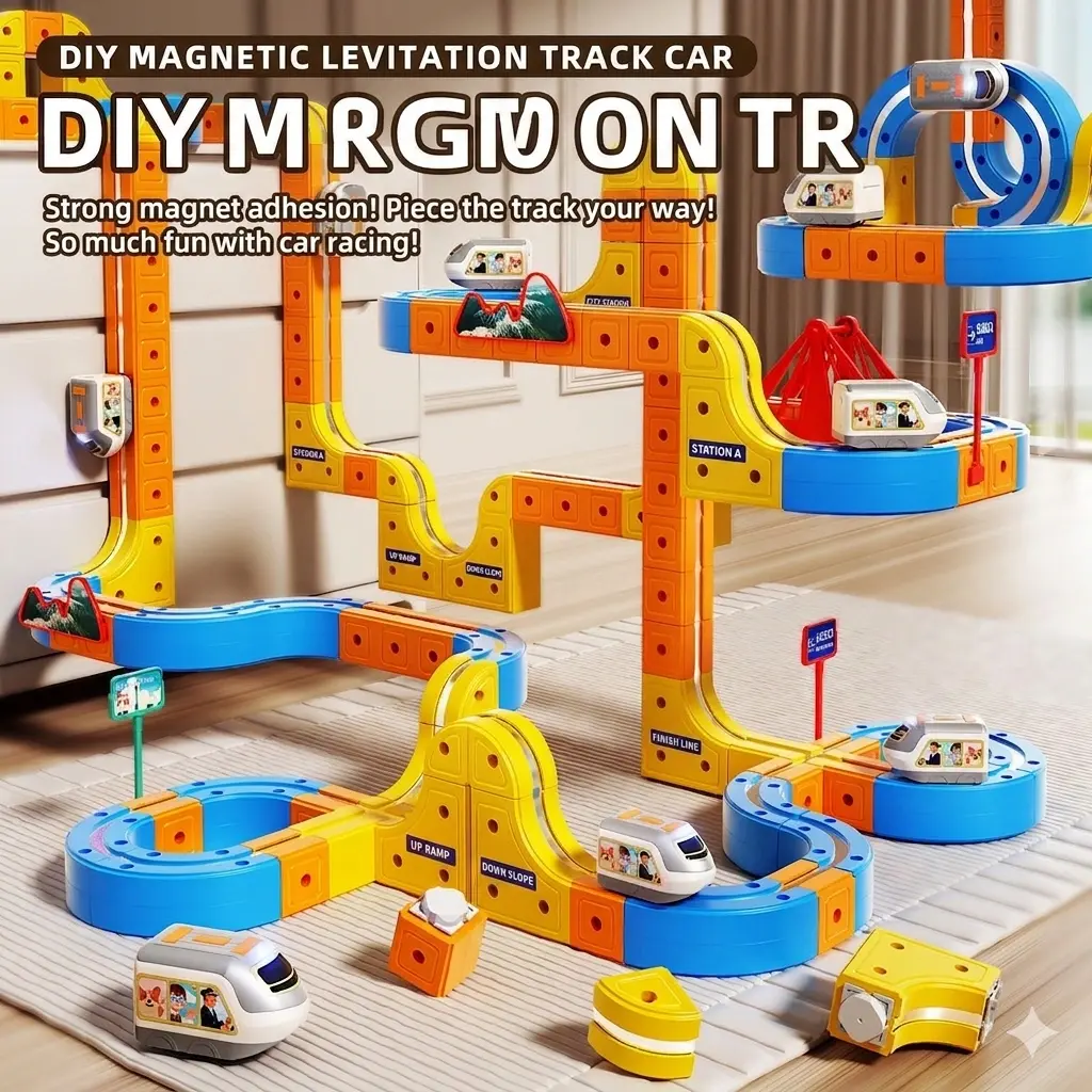 Authentic Children's Magnetic Track Car Building Blocks Set