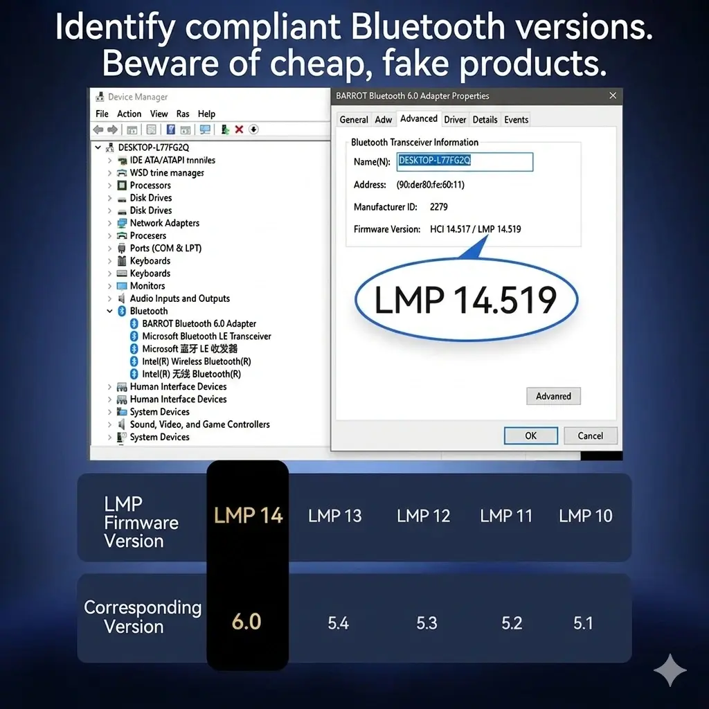 Bluetooth 6.0 Transceiver for Desktop PC