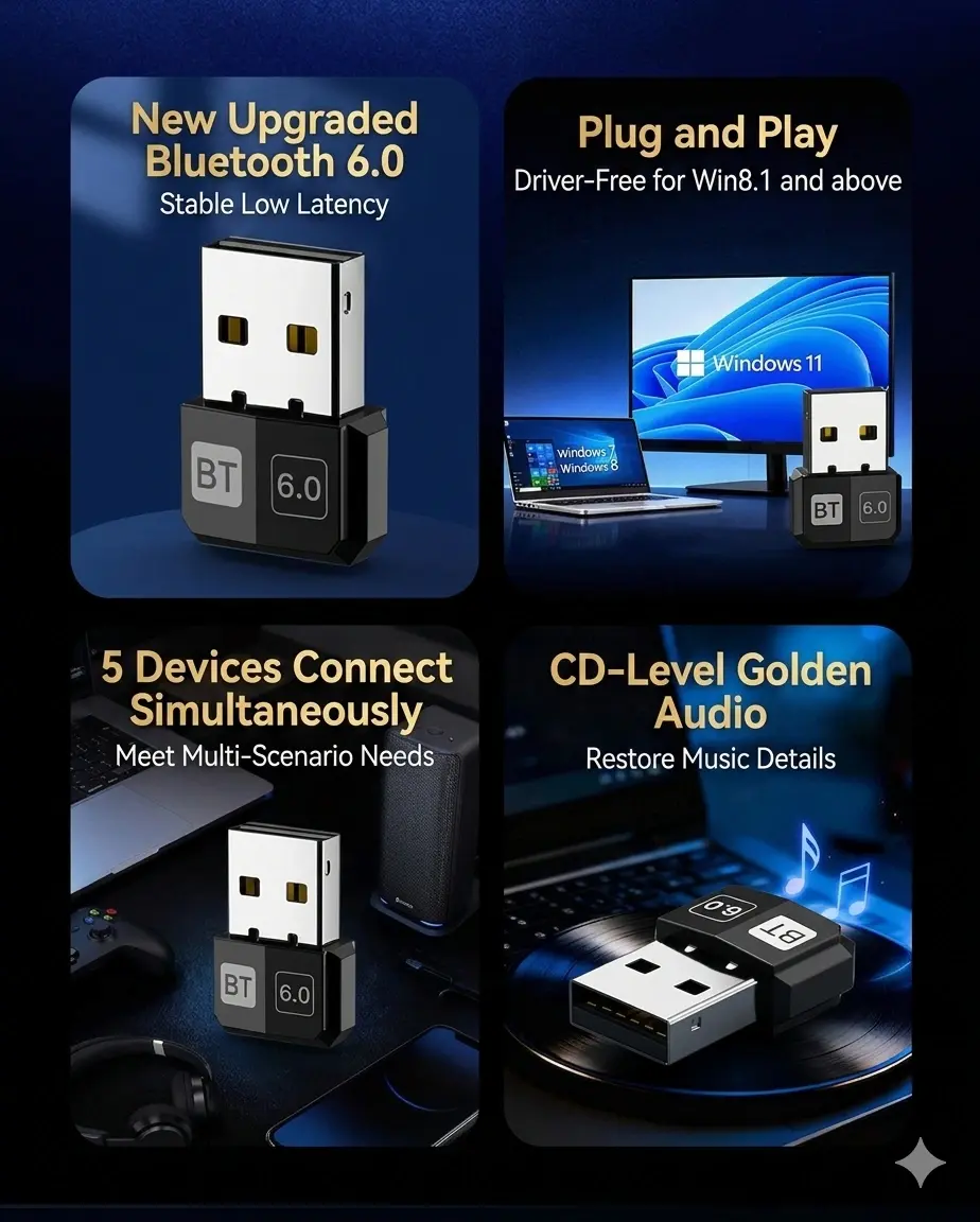 Bluetooth 6.0 Transceiver for Desktop PC
