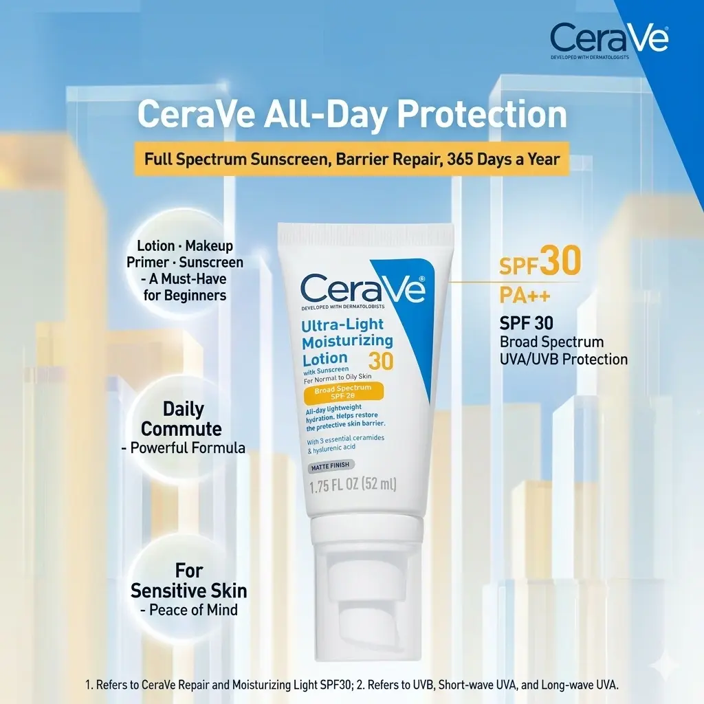 alt="CeraVe Repairing Moisturizing Lightweight Sunscreen SPF30 52ml – প্রিমিয়াম সানস্ক্রিন, SPF30 সুরক্ষা ও হালকা ময়েশ্চারাইজিং কেয়ার"
