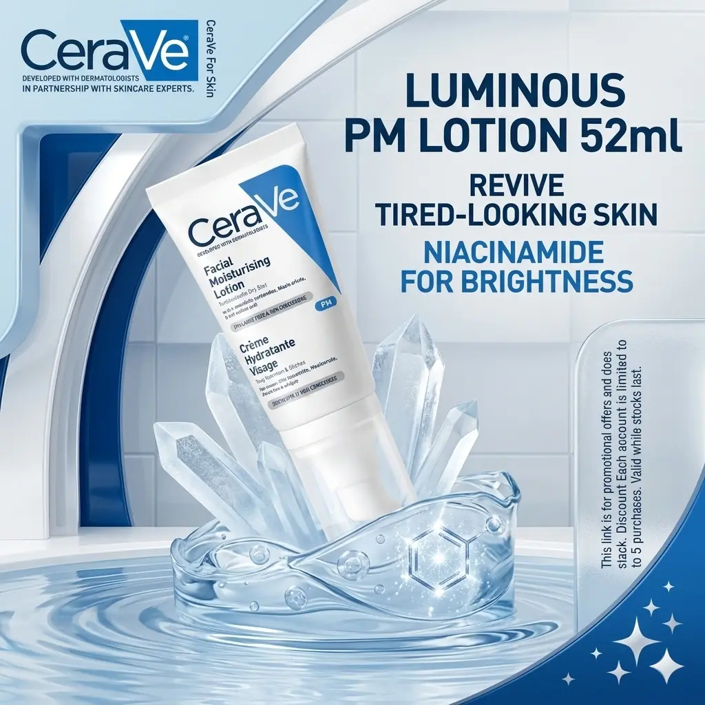 alt="CeraVe PM Niacinamide Brightening Lotion 52ml – নিয়াসিনামাইড ও সেরামাইড সমৃদ্ধ প্রিমিয়াম ব্রাইটেনিং ফেস লোশন"