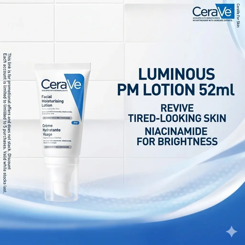 alt="CeraVe PM Niacinamide Brightening Lotion 52ml – নিয়াসিনামাইড ও সেরামাইড সমৃদ্ধ প্রিমিয়াম ব্রাইটেনিং ফেস লোশন"
