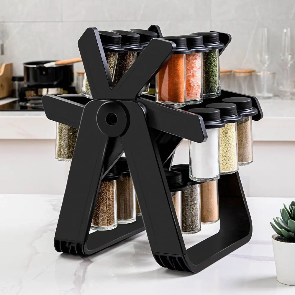alt="প্রিমিয়াম Ferris Wheel Rotating Spice Rack Set – ১৮ জার কিচেন সিজনিং অর্গানাইজার"