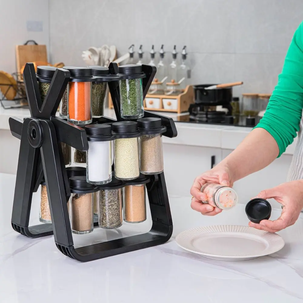 alt="প্রিমিয়াম Ferris Wheel Rotating Spice Rack Set – ১৮ জার কিচেন সিজনিং অর্গানাইজার"