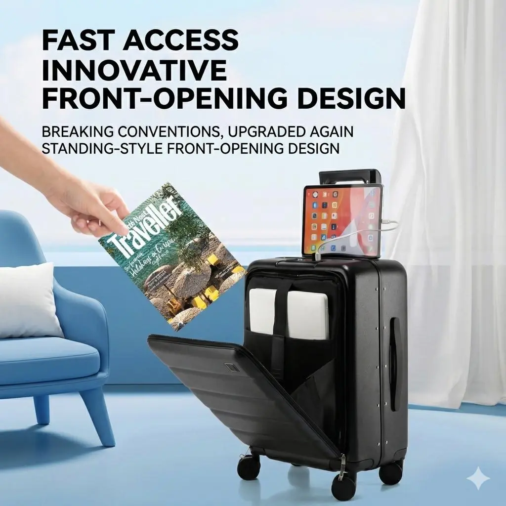 Front Opening Aluminum Frame Business Suitcase