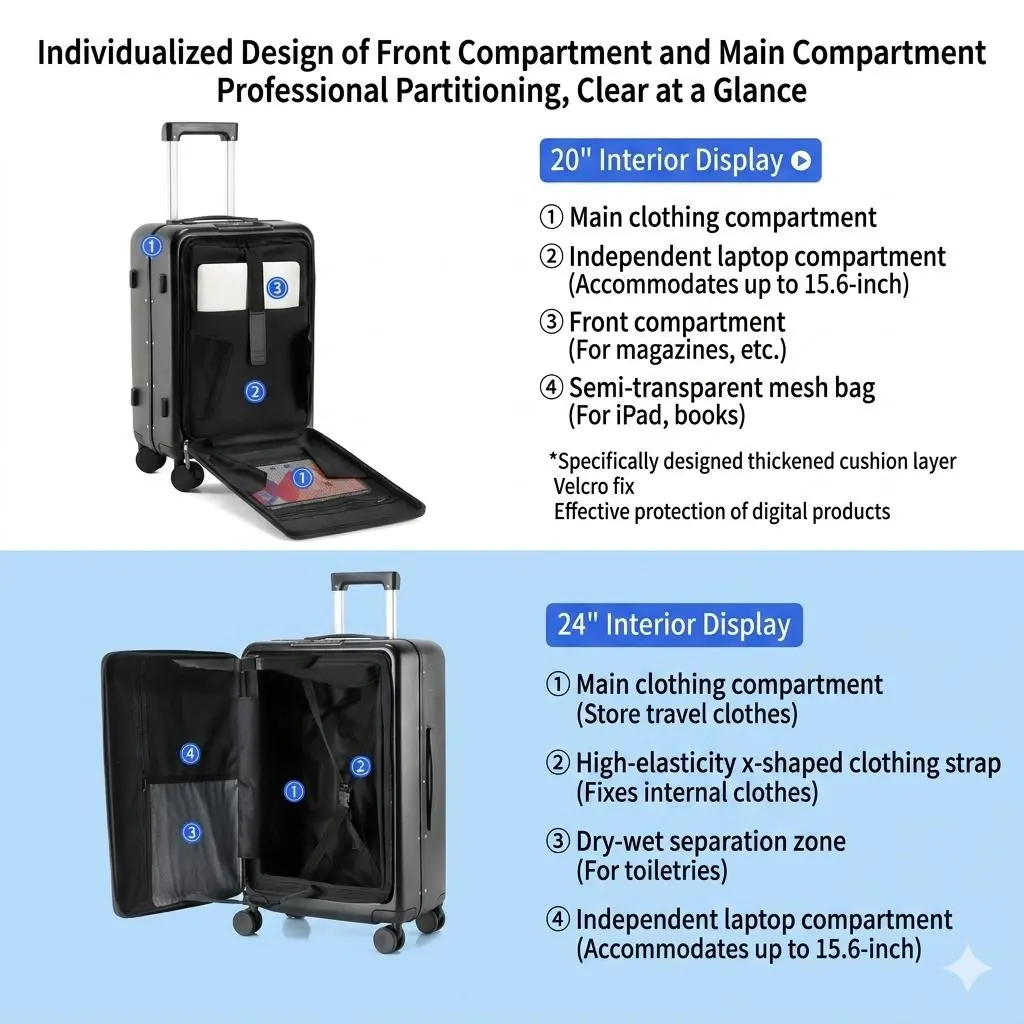 Front Opening Aluminum Frame Business Suitcase