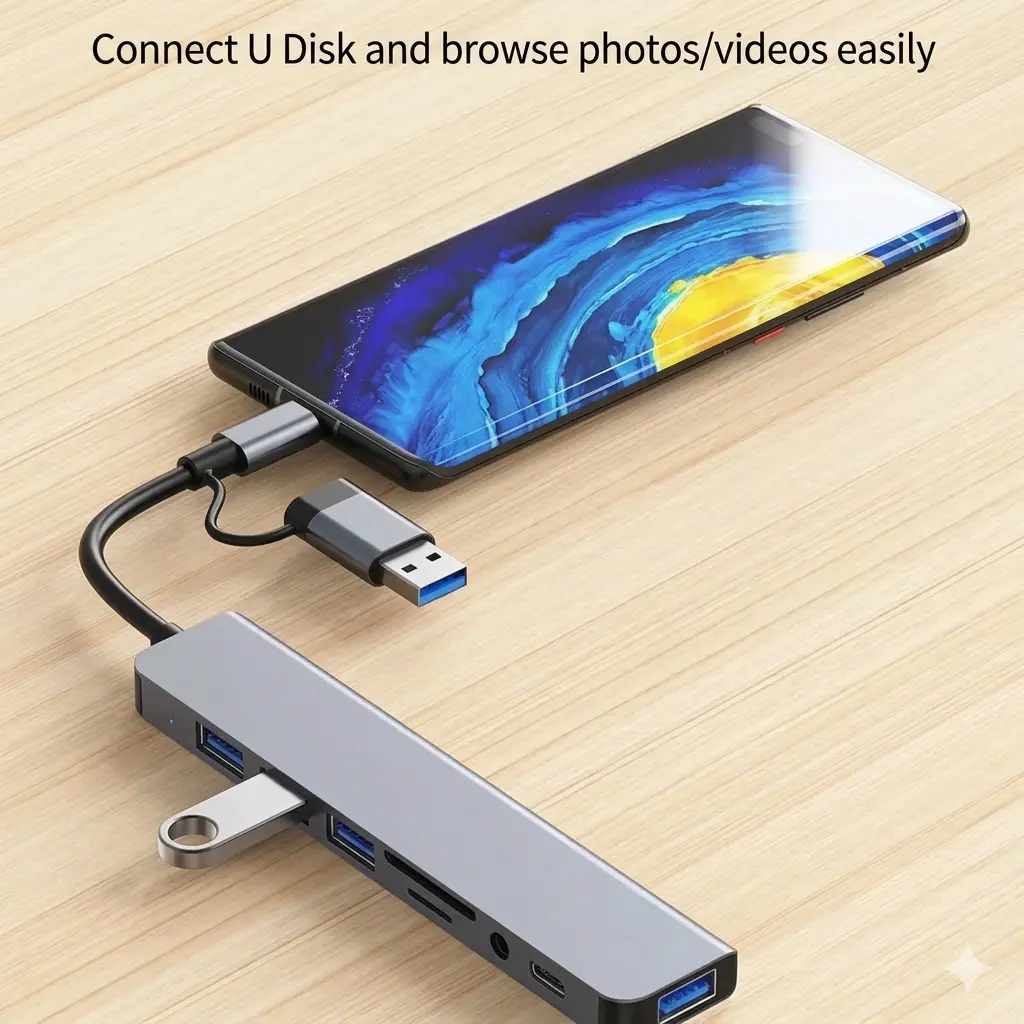 Grwibeou 8-in-1 Type-C USB 3.0 Expansion Dock Hub