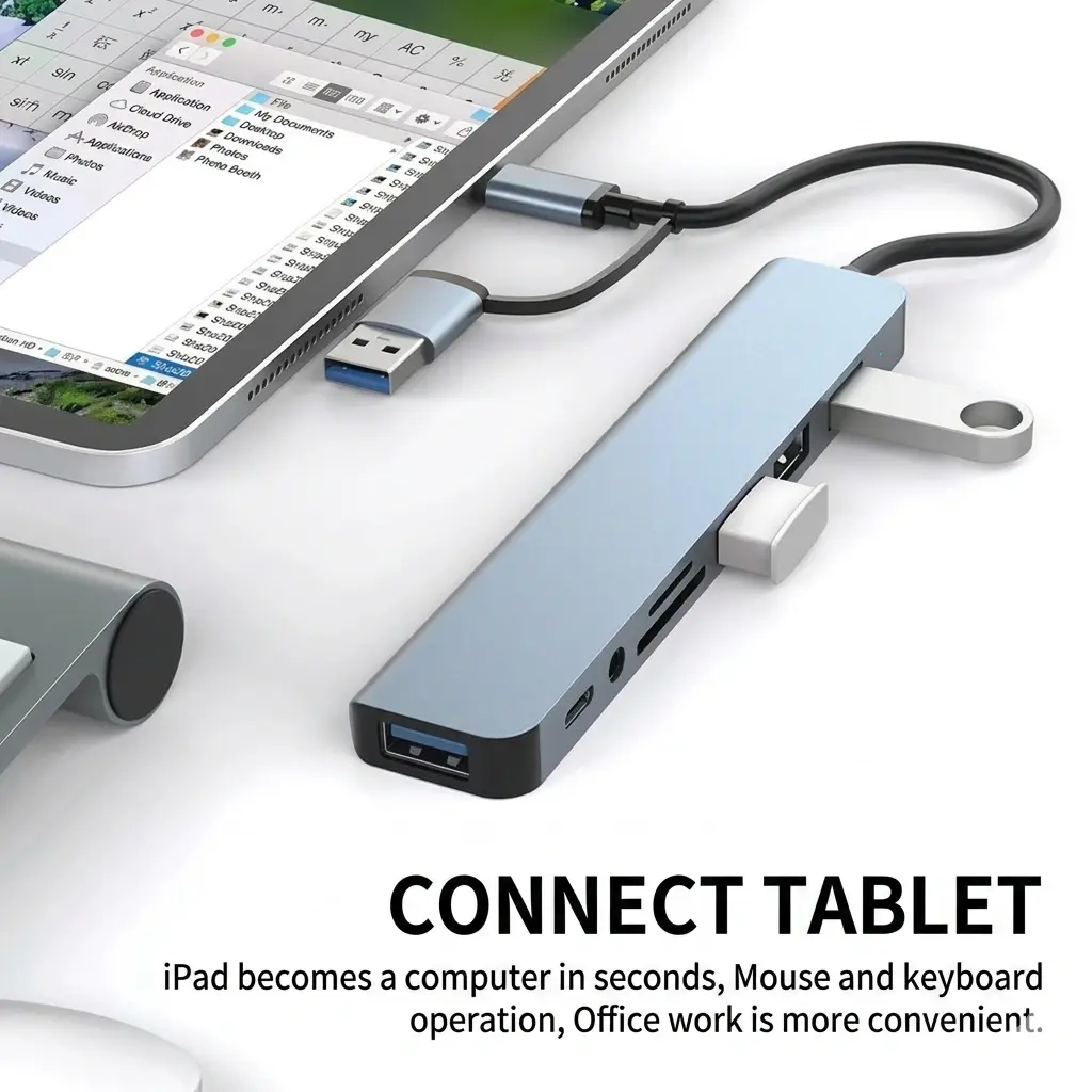 Grwibeou 8-in-1 Type-C USB 3.0 Expansion Dock Hub