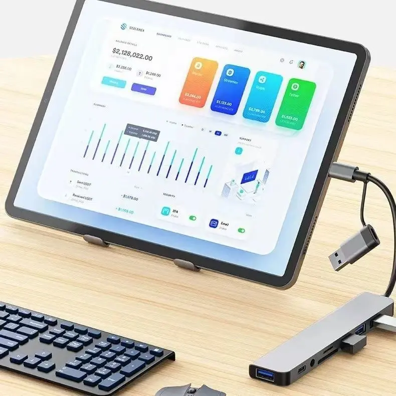 Grwibeou 8-in-1 Type-C USB 3.0 Expansion Dock Hub
