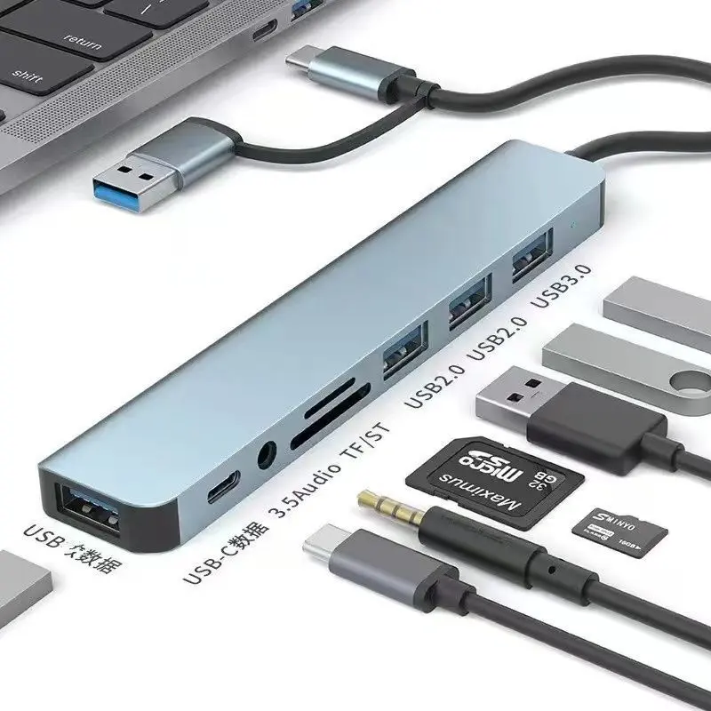 Grwibeou 8-in-1 Type-C USB 3.0 Expansion Dock Hub