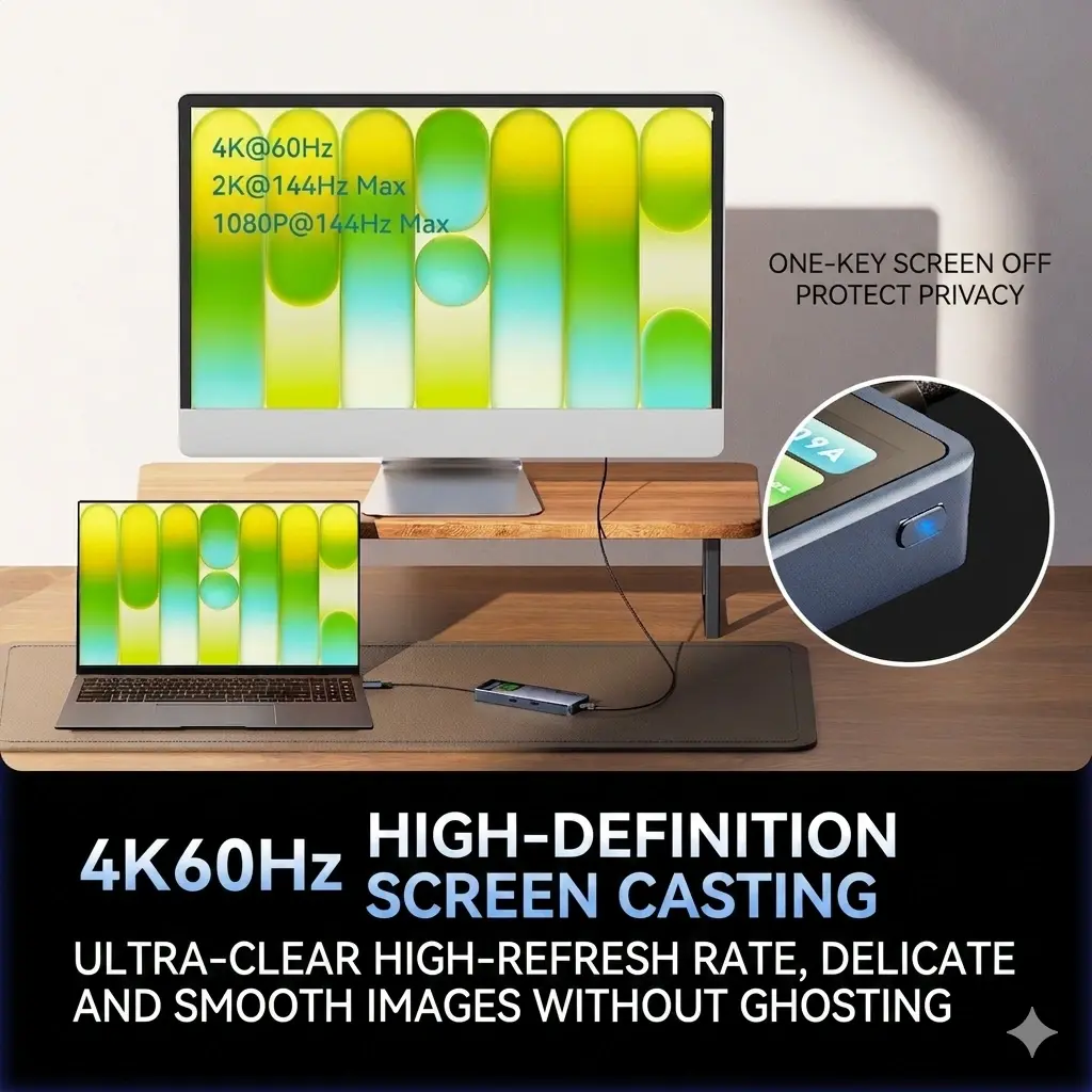alt="HaiSaiLi HC6 Pro প্রিমিয়াম 6-in-1 টাইপ-C হাব – 4K HDMI, 100W PD চার্জিং ও USB 3.0 এক্সপানশন ডক"