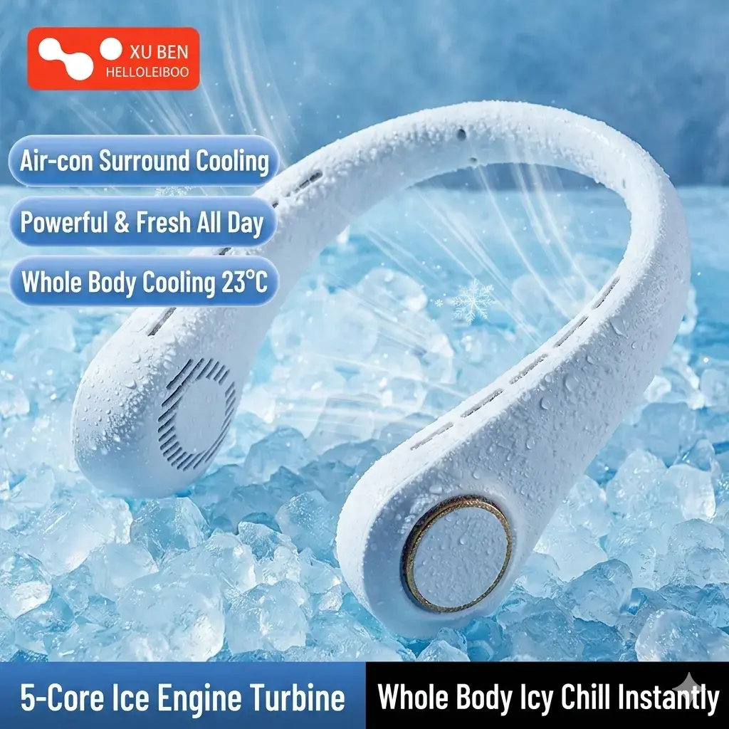 Helloleiboo Portable Rechargeable Neck Fan