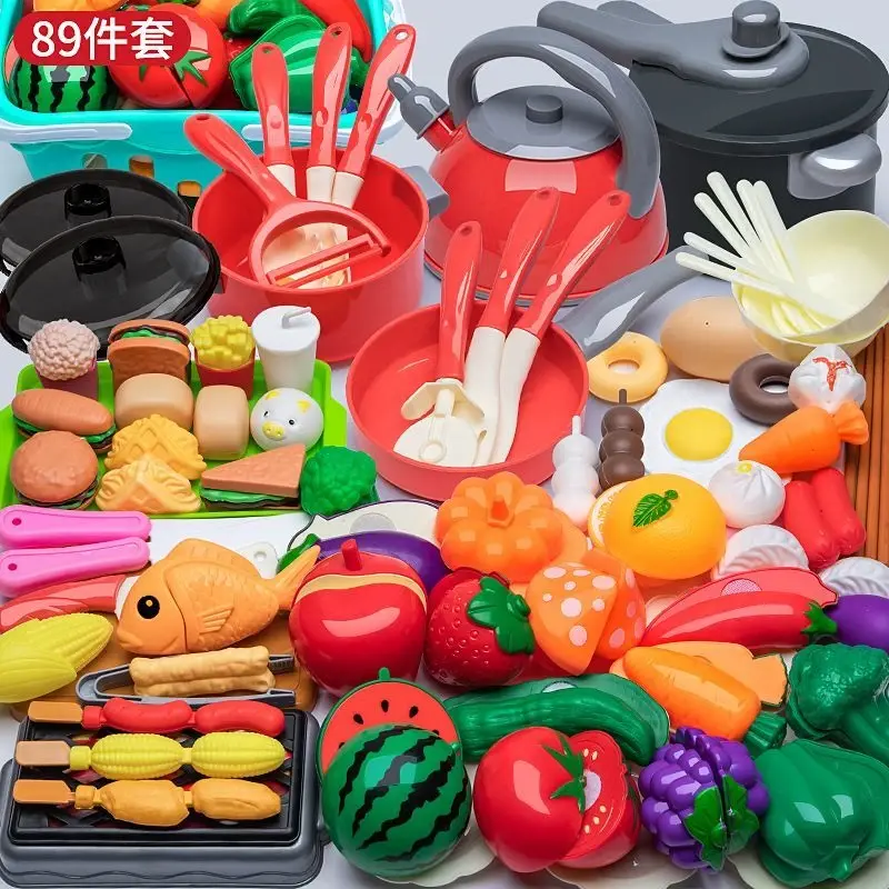 Red / 89-piece set with basket-grill