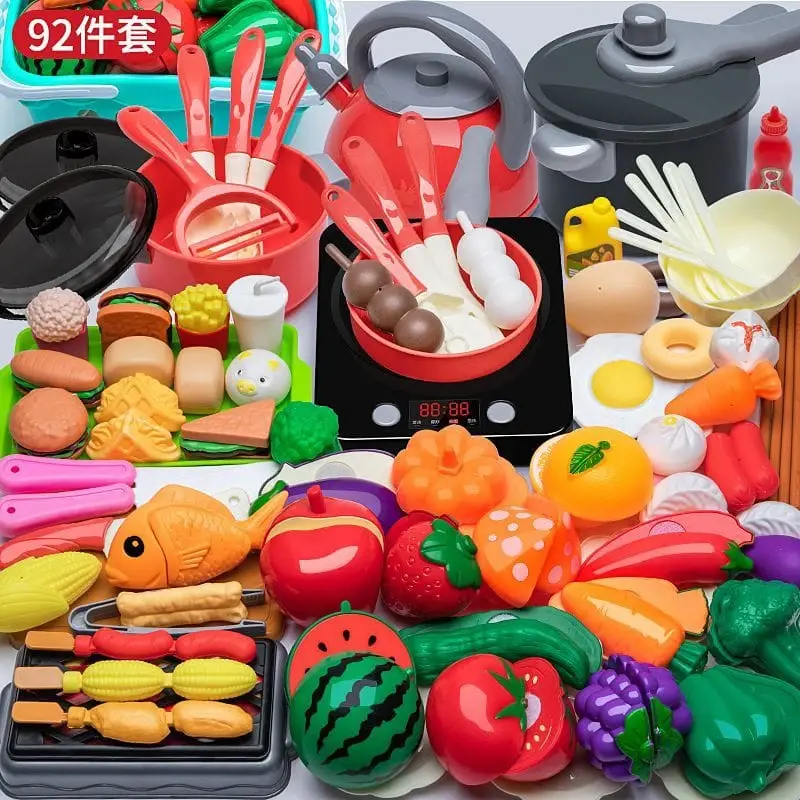 Red / 92-piece set with basket-grill-induction cooker