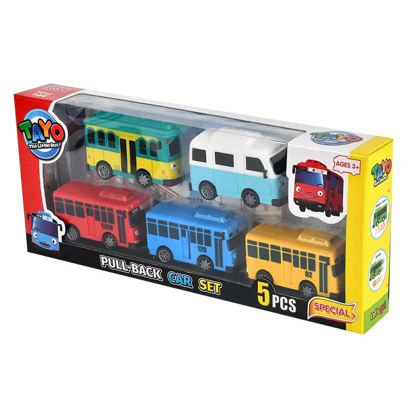 Korean Mini School Bus Pull-Back Plastic Toy