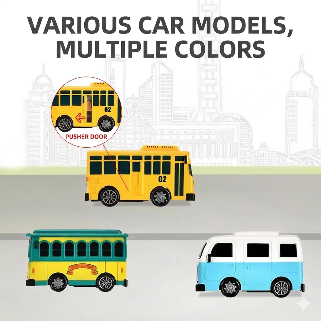 Korean Mini School Bus Pull-Back Plastic Toy