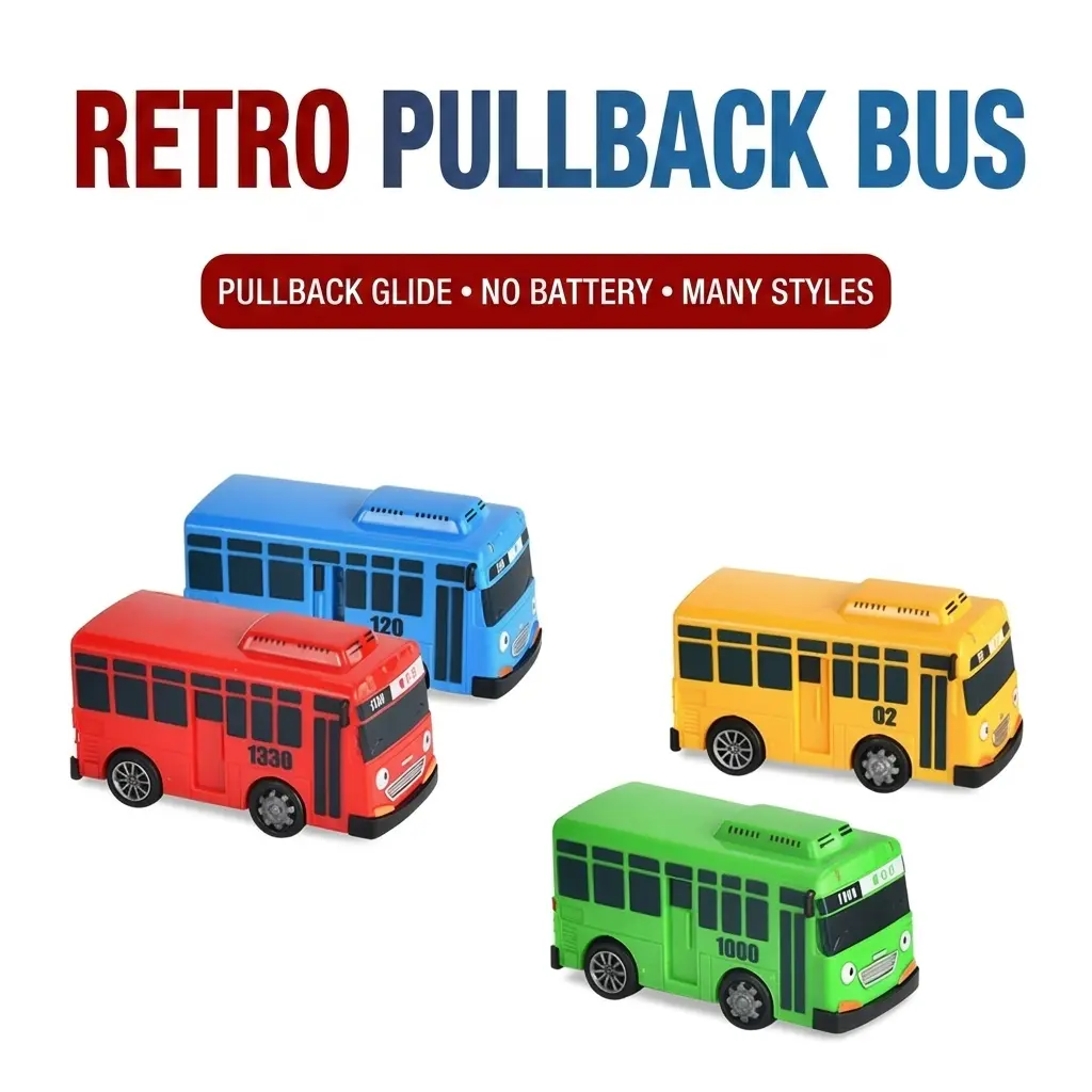 Korean Mini School Bus Pull-Back Plastic Toy