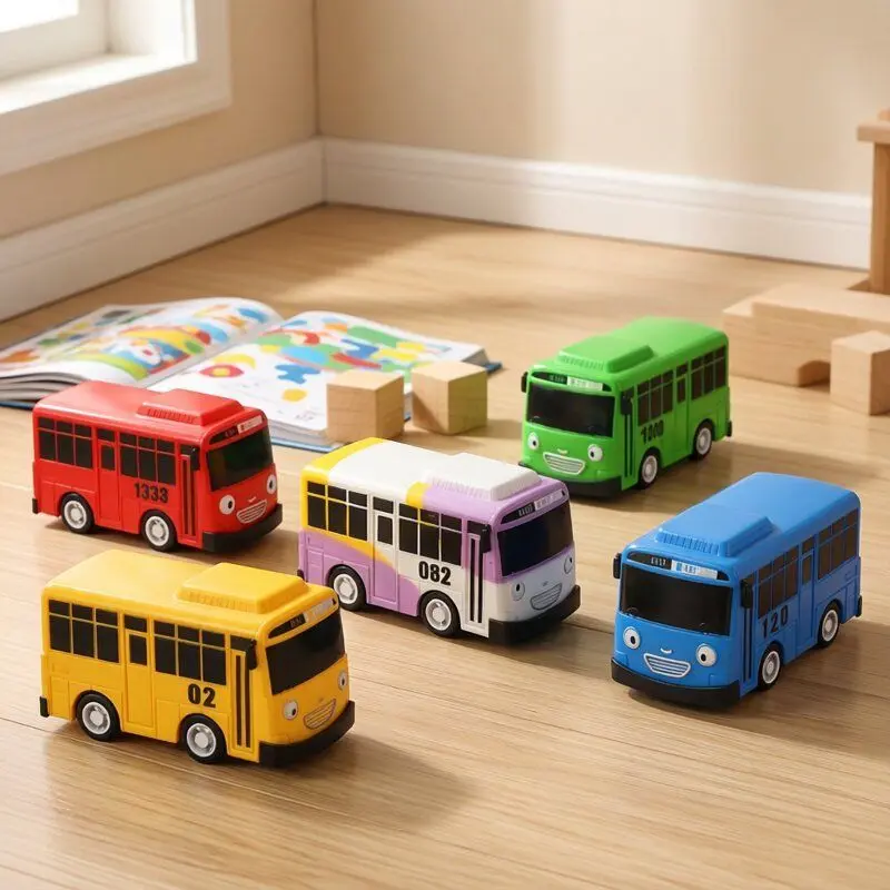 Korean Mini School Bus Pull-Back Plastic Toy