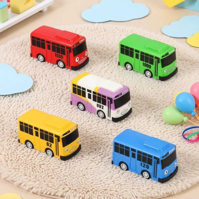 Korean Mini School Bus Pull-Back Plastic Toy