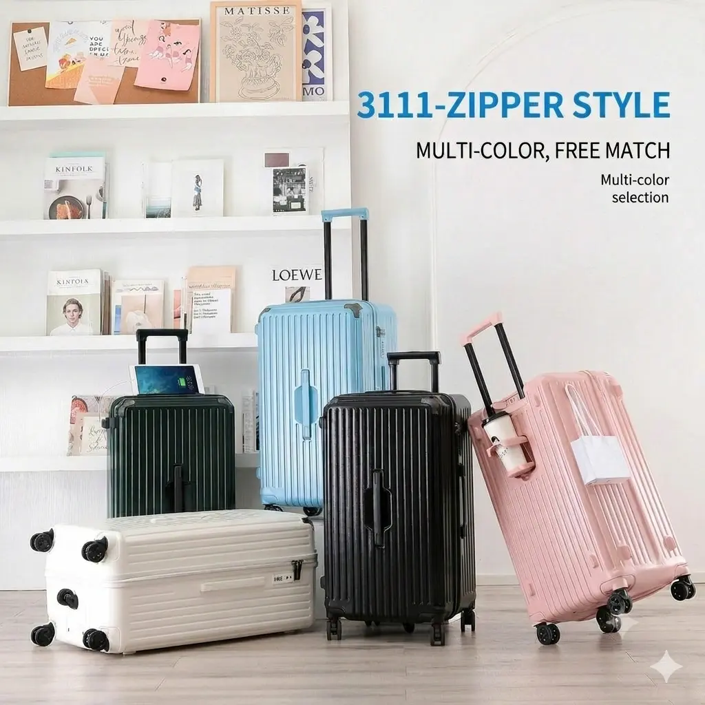 Large-Capacity Aluminum Frame Cup Holder Suitcase