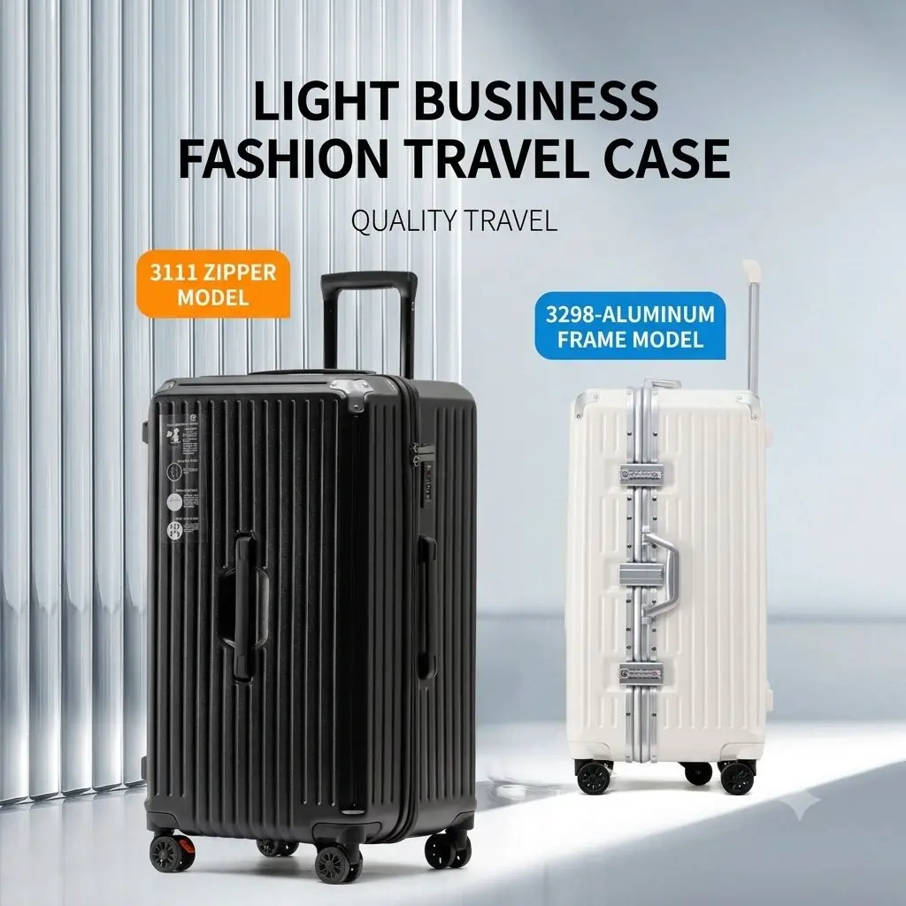 Large-Capacity Aluminum Frame Cup Holder Suitcase