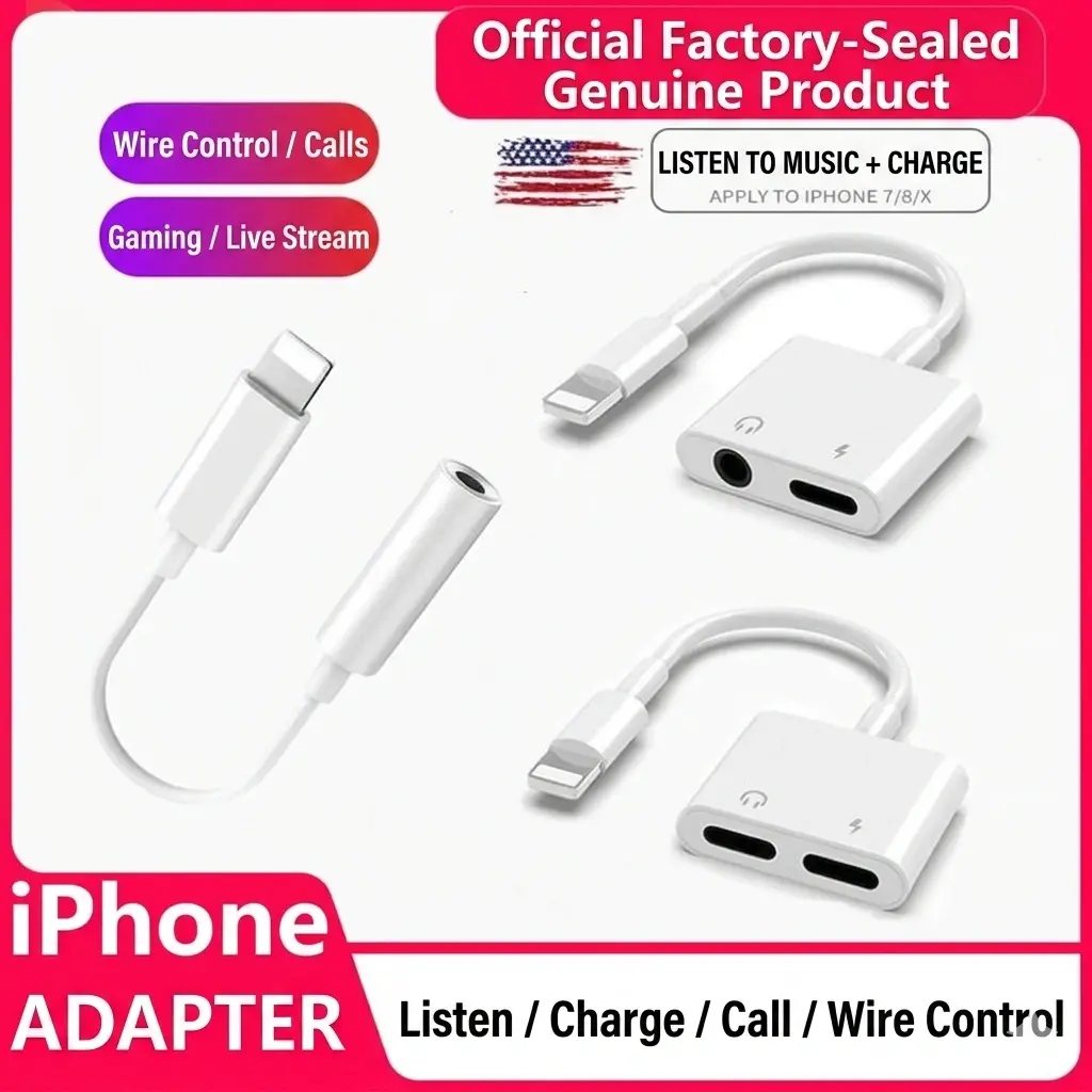 alt="Lightning Audio & Charging Adapter for iPhone – একই সাথে চার্জিং ও মিউজিক প্লেব্যাকের জন্য 2-in-1 লাইটনিং অ্যাডাপ্টার"