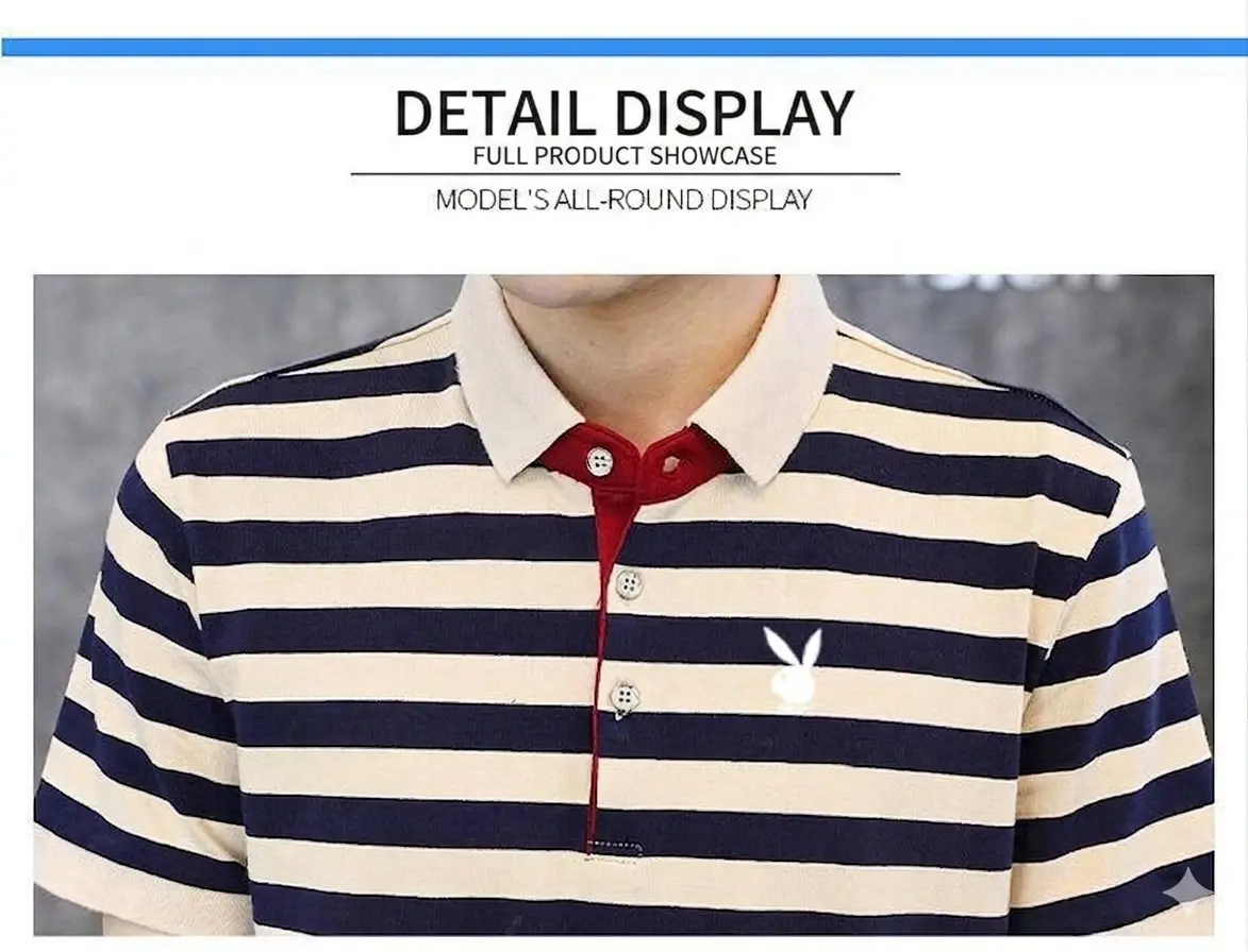Chinese Premium  Men's Summer Cotton Polo Striped T-Shirt