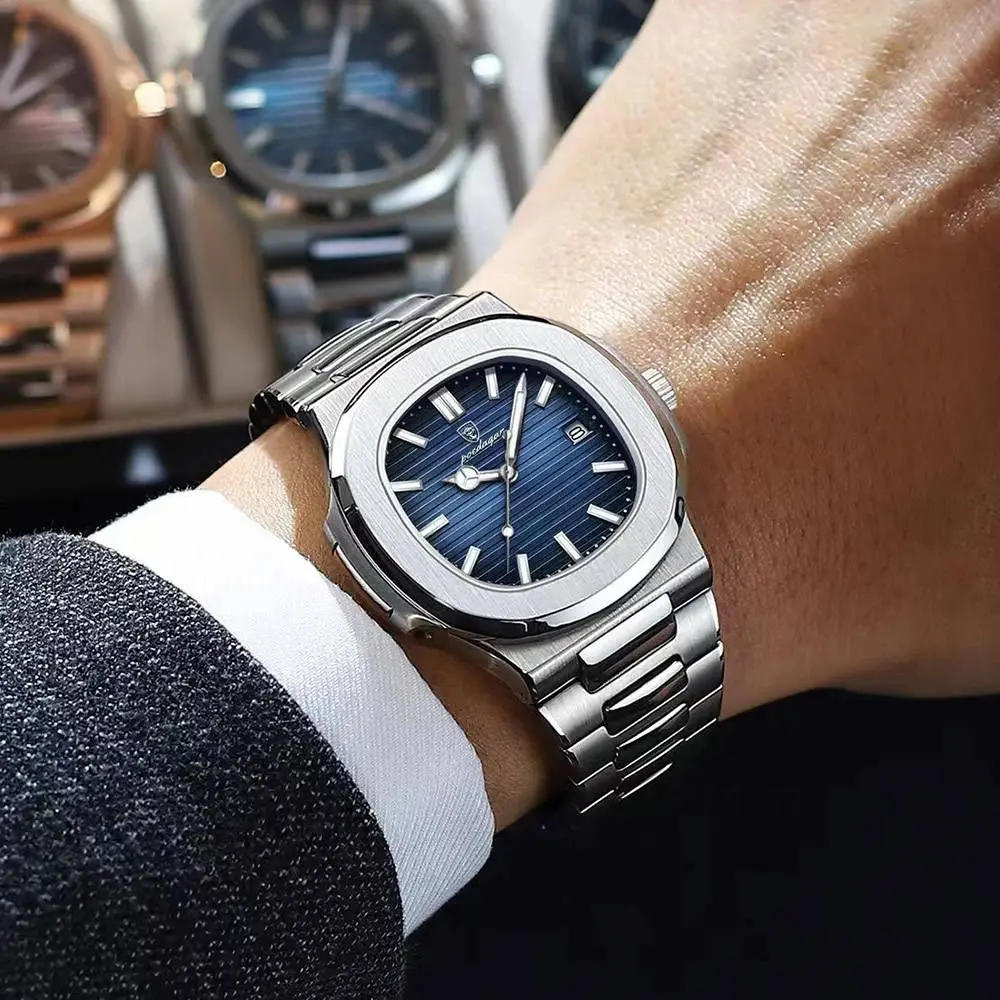 POEDAGAR Luxury Square Men’s Watch