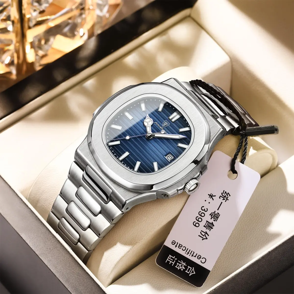 POEDAGAR Luxury Square Men’s Watch