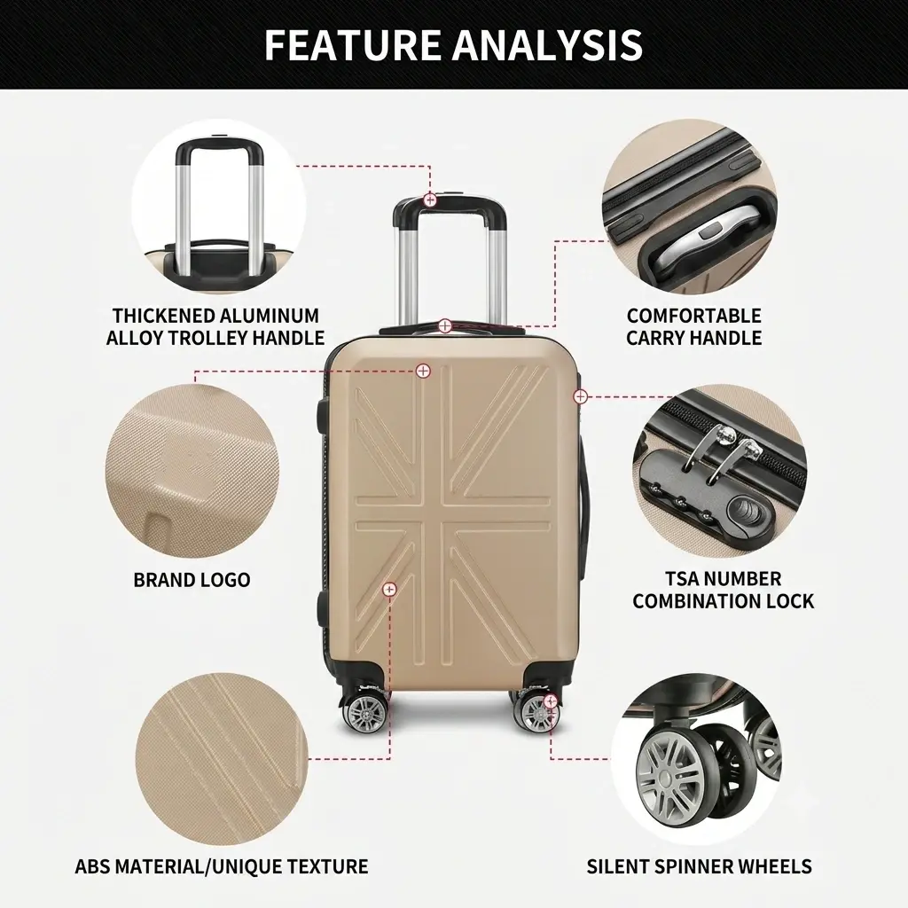 alt="KINGSGEAR 20 Inch Boarding Trolley Suitcase – পাসওয়ার্ড লক ও 360° ইউনিভার্সাল হুইলসহ টেকসই এবিএস হার্ড শেল ট্রাভেল লাগেজ"