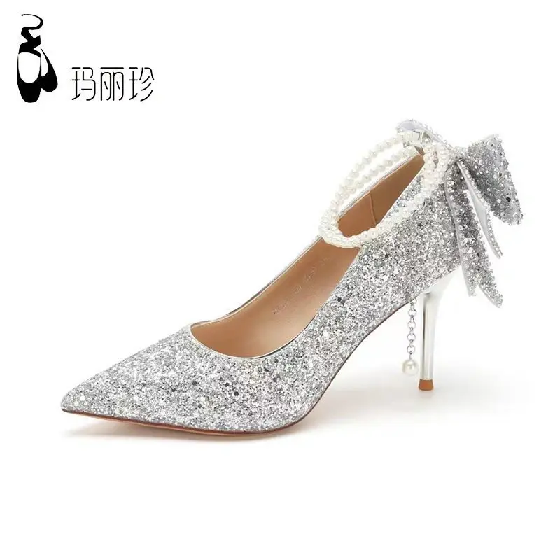 Silver [5cm heel] - Comfortable to walk in / 37