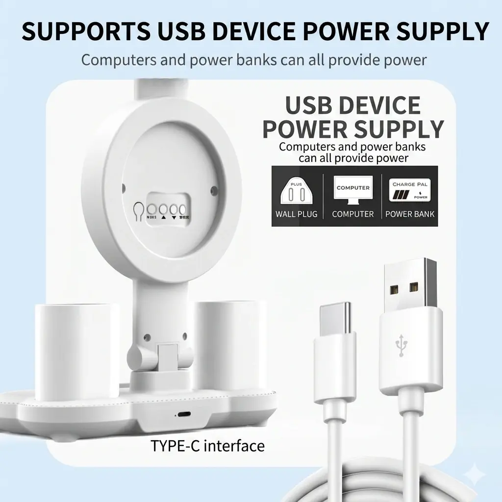 Rechargeable Study Desk Lamp with Fan