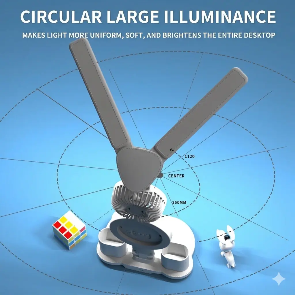 Rechargeable Study Desk Lamp with Fan
