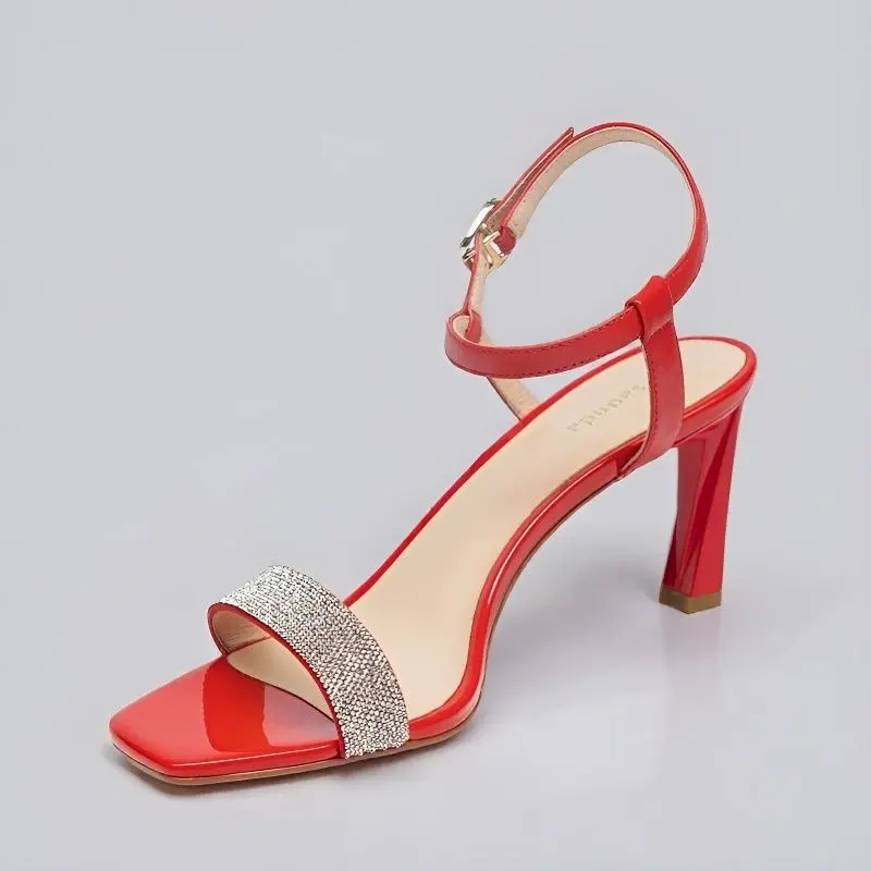 Chinese Premium LE SAUNDA Genuine Sheepskin Rhinestone High Heel