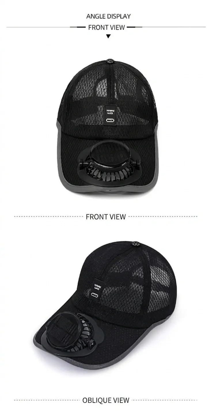 Solar-Powered Rechargeable Fan Hat
