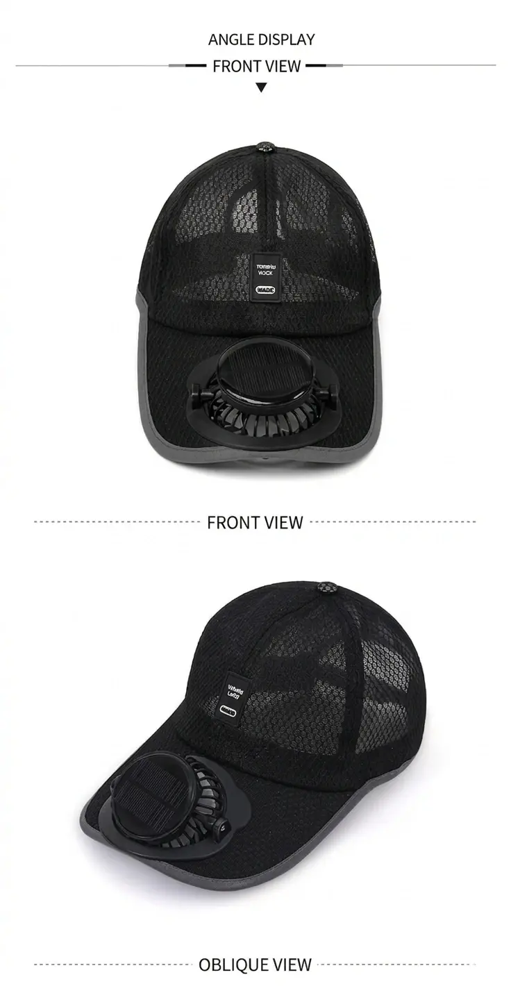 Solar-Powered Rechargeable Fan Hat