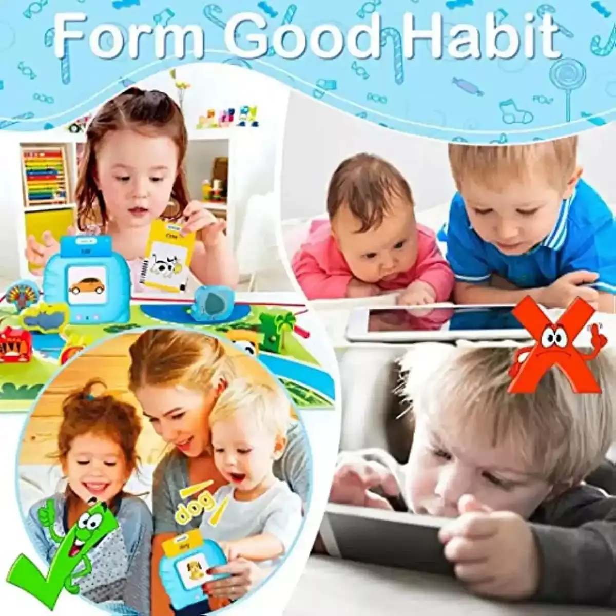 alt="Talking Flash Cards Early Educational Toy – শিশুদের ভাষা শেখা, শব্দভাণ্ডার বৃদ্ধি ও প্রাথমিক শিক্ষার জন্য ইন্টারঅ্যাকটিভ অডিও ফ্ল্যাশ কার্ড"