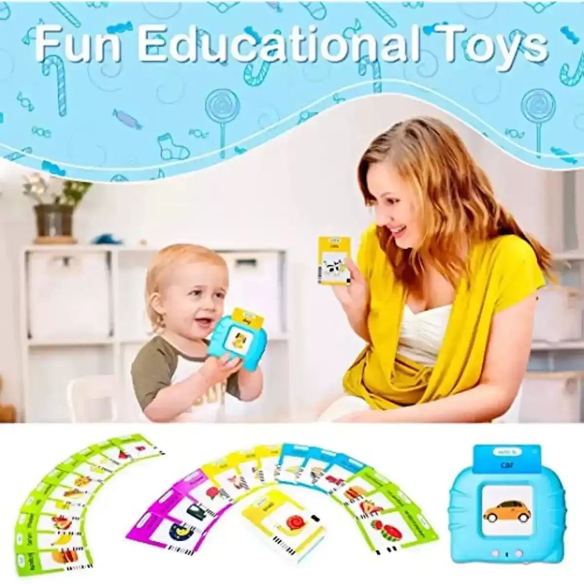 alt="Talking Flash Cards Early Educational Toy – শিশুদের ভাষা শেখা, শব্দভাণ্ডার বৃদ্ধি ও প্রাথমিক শিক্ষার জন্য ইন্টারঅ্যাকটিভ অডিও ফ্ল্যাশ কার্ড"