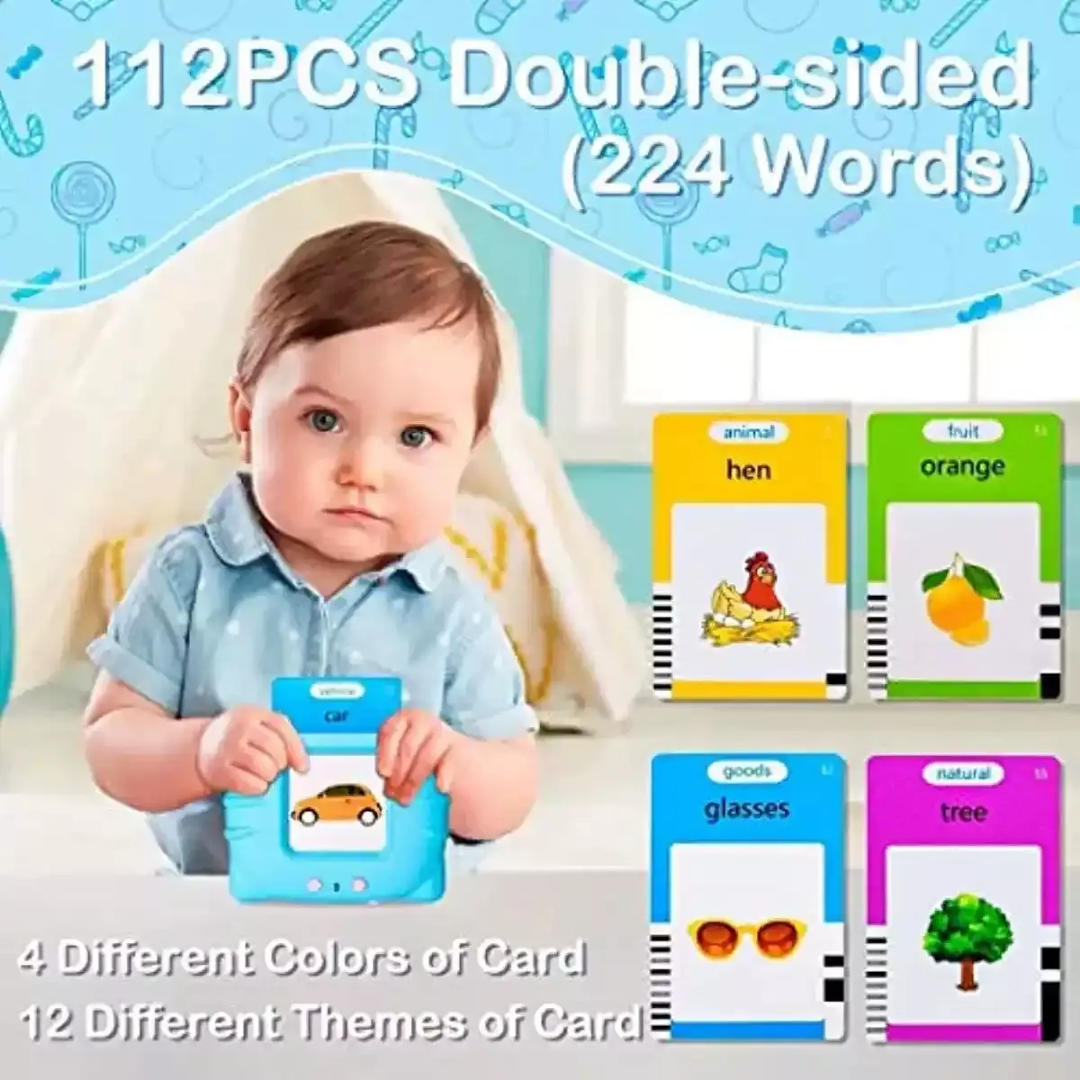 alt="Talking Flash Cards Early Educational Toy – শিশুদের ভাষা শেখা, শব্দভাণ্ডার বৃদ্ধি ও প্রাথমিক শিক্ষার জন্য ইন্টারঅ্যাকটিভ অডিও ফ্ল্যাশ কার্ড"