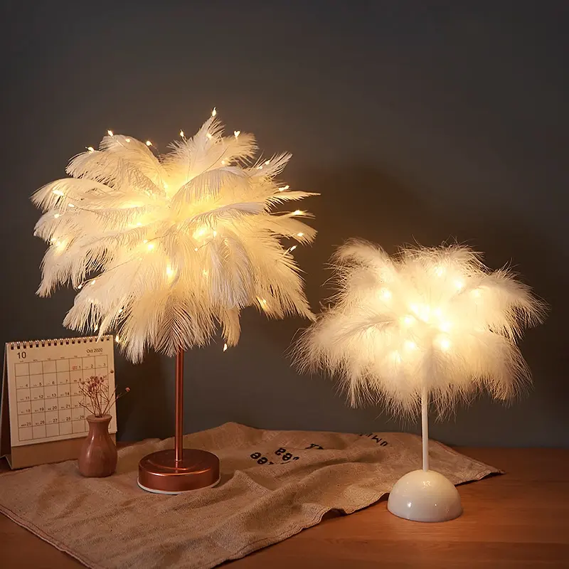 Trendy Feather Lamp Tabletop Night Light
