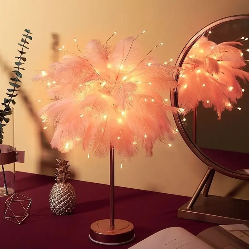 Trendy Feather Lamp Tabletop Night Light