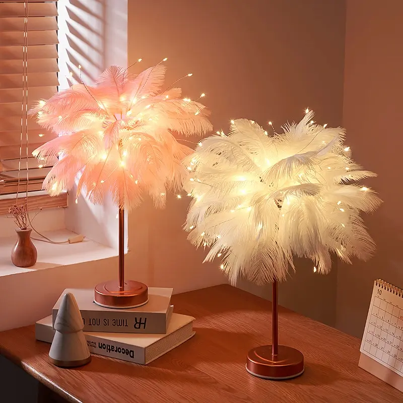 Trendy Feather Lamp Tabletop Night Light