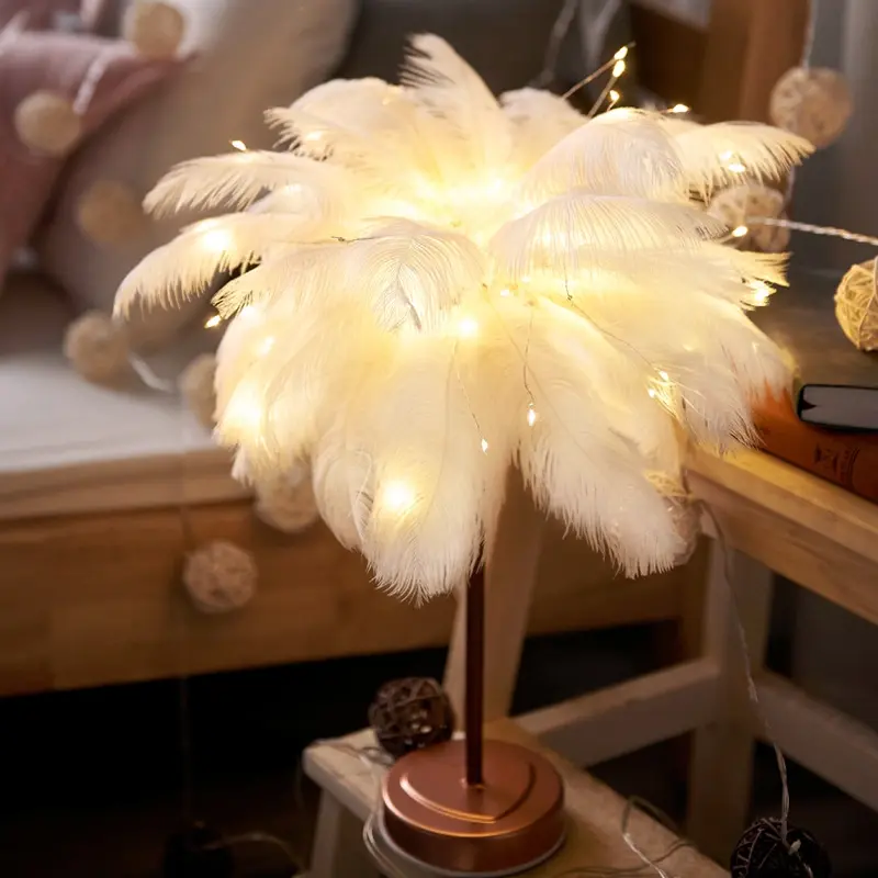 Trendy Feather Lamp Tabletop Night Light