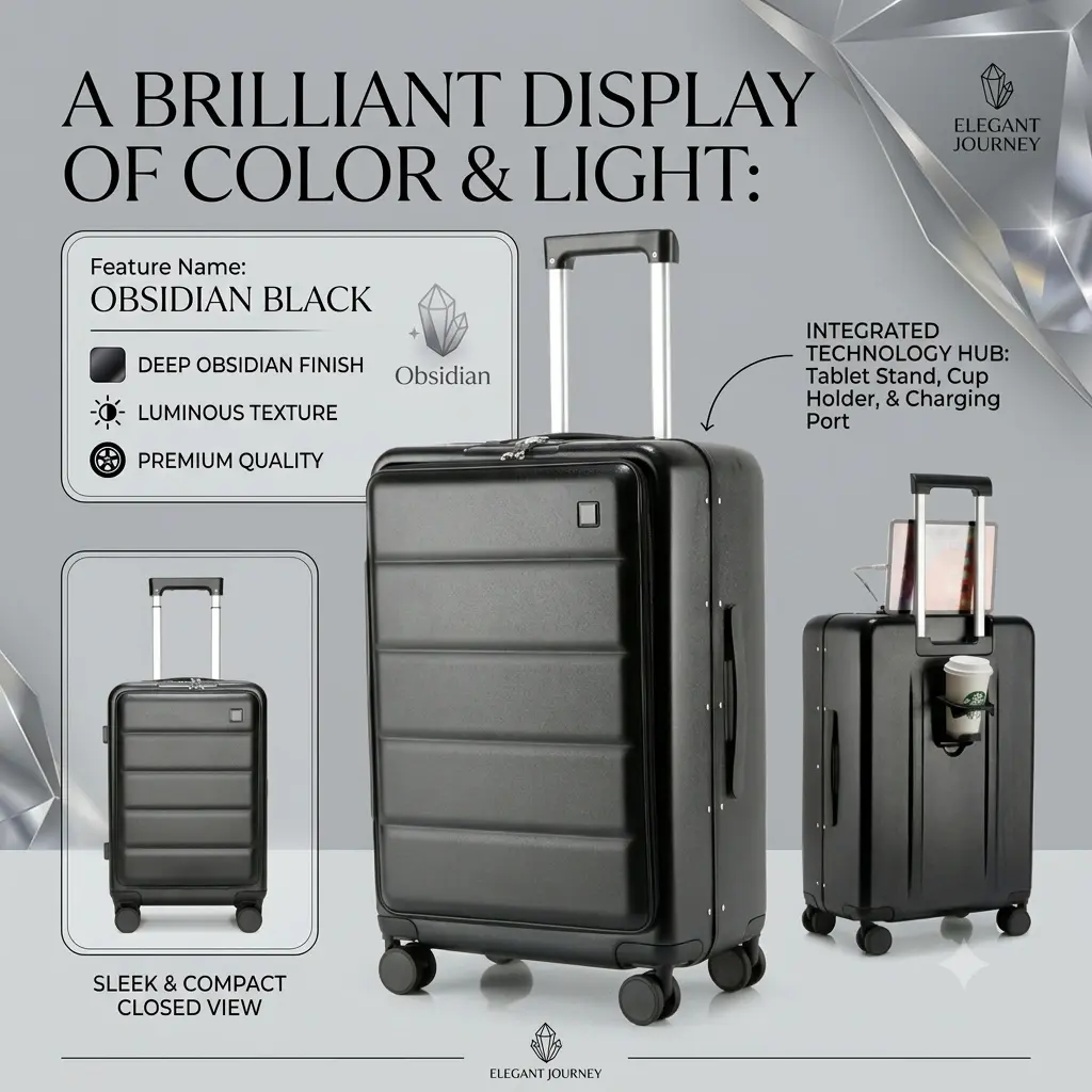 TSA Lock Travel Luggage with USB, Cup Holder & Phone Stand