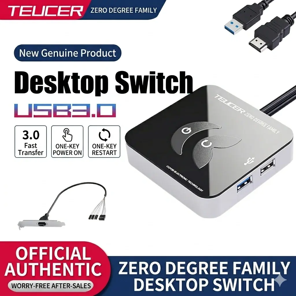 USB 3.0 Desktop Computer Switch with External Power Button