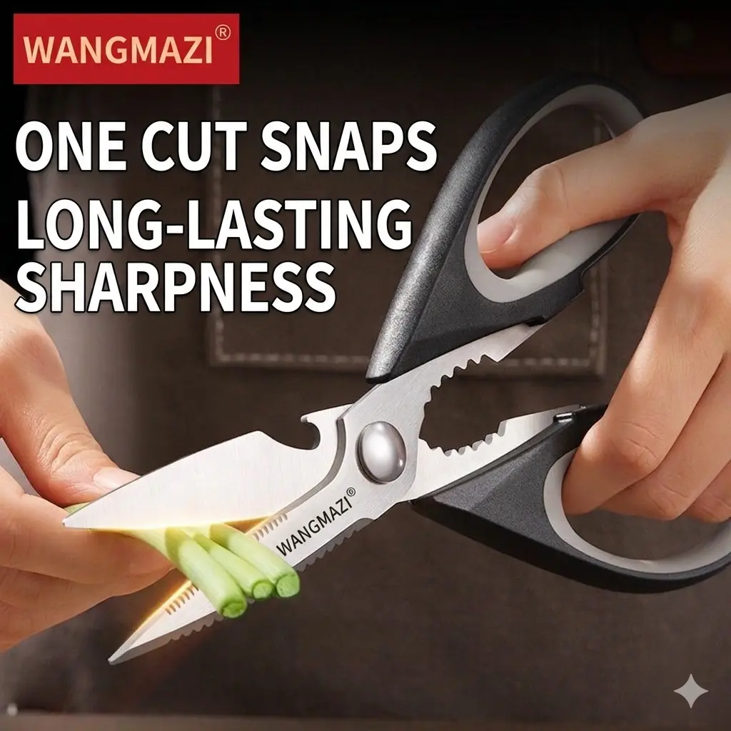 alt="WangMaZi Stainless Steel Kitchen Scissors – প্রিমিয়াম মাল্টিফাংশন কিচেন শিয়ার্স ও চিকেন বোন কাটার কাঁচি"